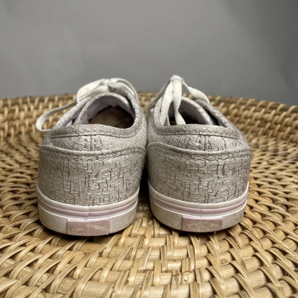 Vans Girls 2 Heathered Gray Silver Missy Sneakers Skater Metallic Fabric Lace Up